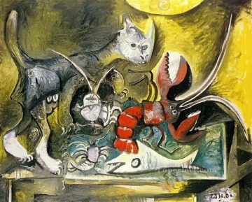 Naturaleza muerta con gato y langosta 1962 cubista Pablo Picasso Pinturas al óleo